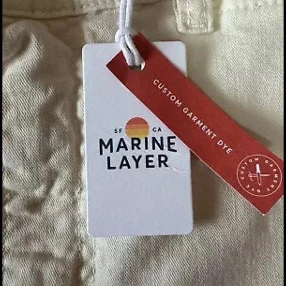 MARINE LAYER “Bridget” ivory denim pants wide leg high rise raw edge women’s 14 - Picture 13 of 15